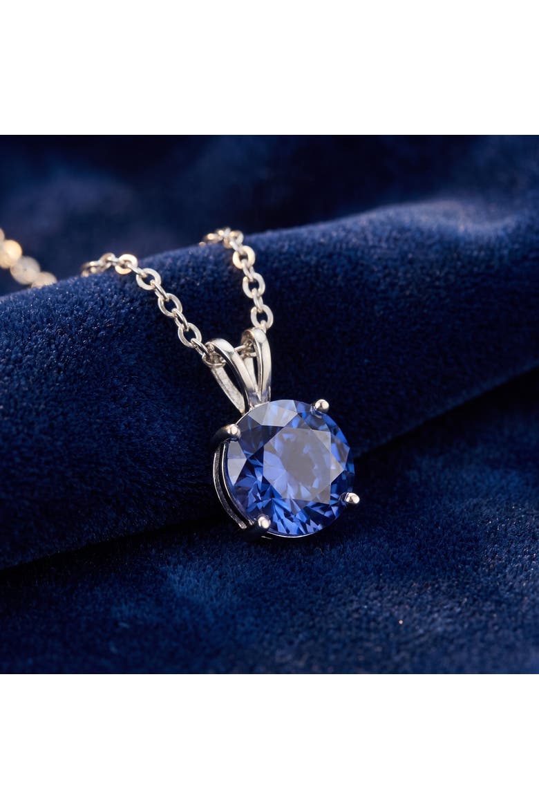 3.50ct Round Blue Sapphire Solitaire Pendant 14k Gold Necklace Lab Grown 9mm, Alternate, color, White Gold