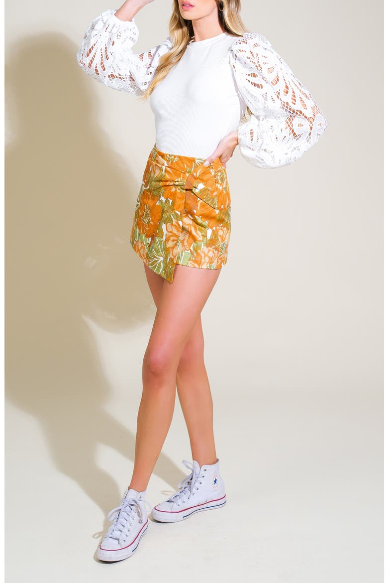 Faux Wrap Skort, Alternate, color, RUST OLIVE