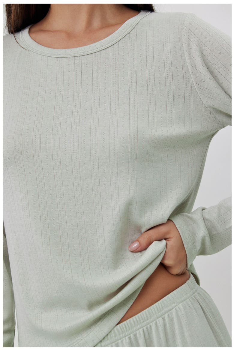 Daydream Pointelle Loungewear Top, Alternate, color, Light-Green