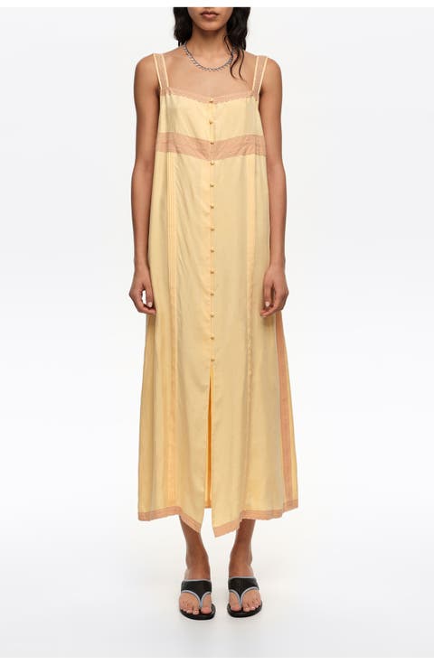 A-Line Dress With Buttons And Lace