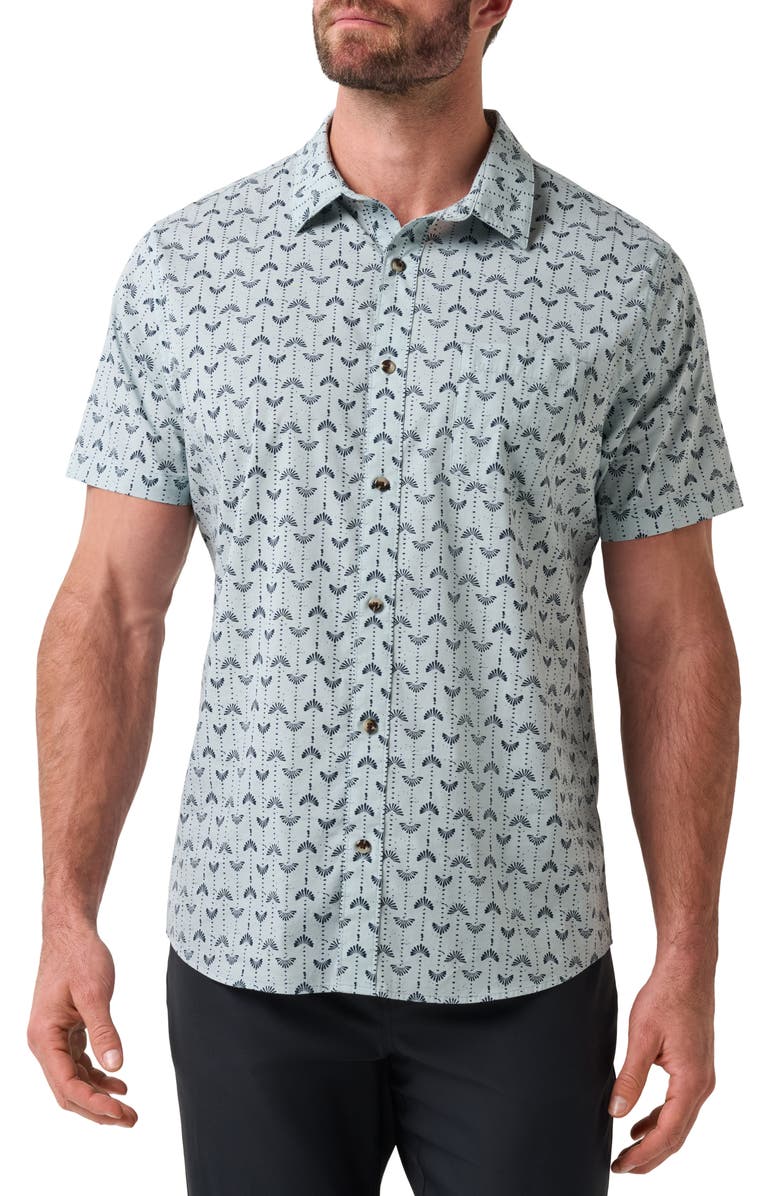 TravisMathew Clockwise Short Sleeve Button-Up Shirt, Main, color, Arona