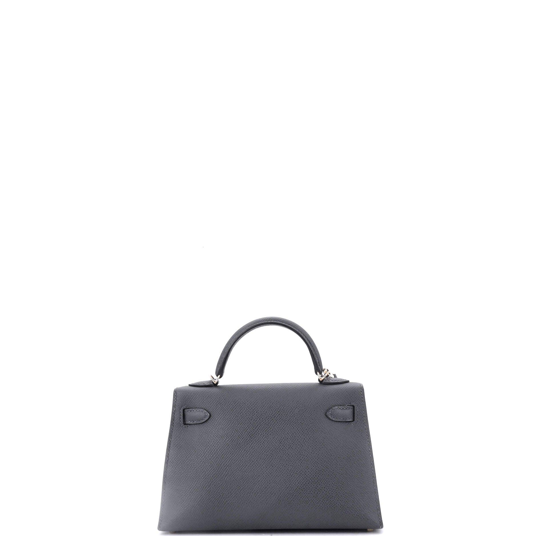 Pre-Owned Hermes Kelly Mini II Bag Grey Epsom with Permabrass Hardware 20, Alternate, color, 