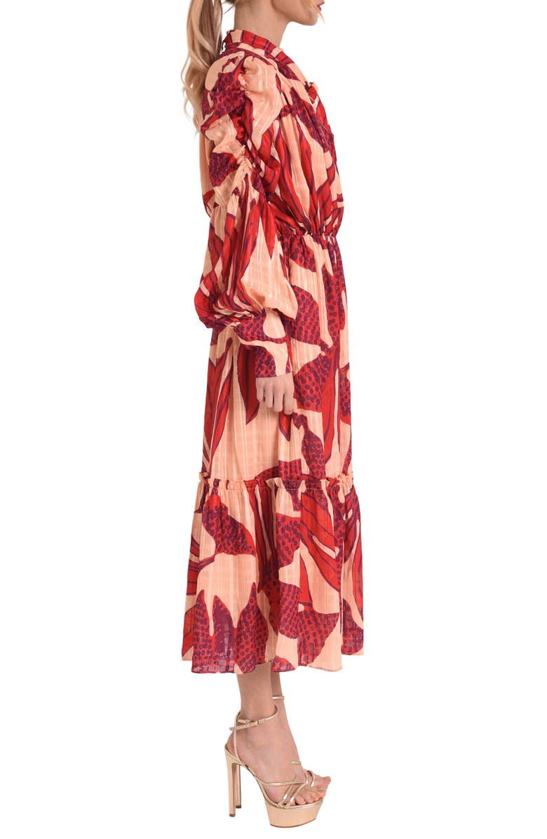 CIEBON Carla Floral Print Long Sleeve Midi Dress, Alternate, color, Red Multi