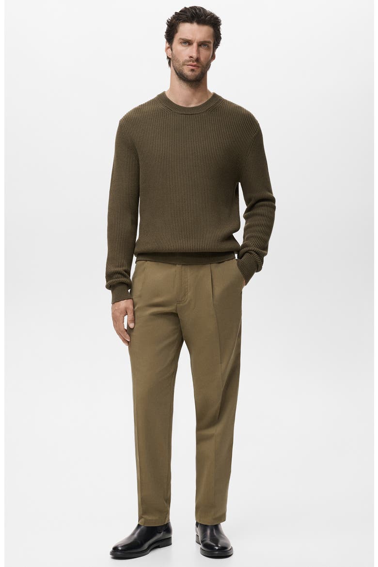 Fine Rib Knit Cotton Crewneck Sweater, Alternate, color, OLIVE GREEN