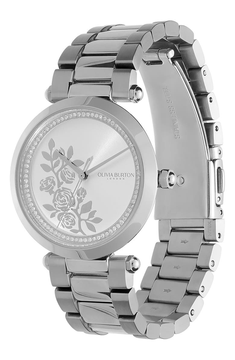 Olivia Burton Signature Florals Bracelet Watch, 34mm, Alternate, color, Silver