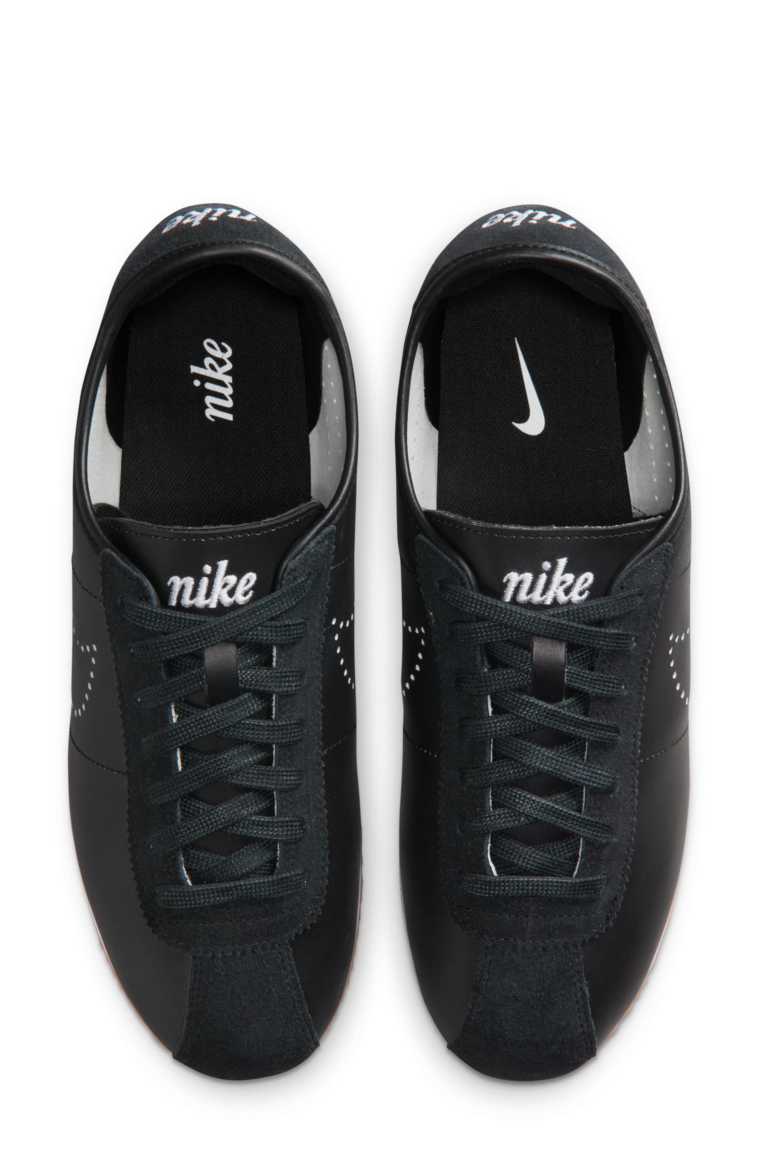 Nike Cortez Leather Sneaker, Alternate, color, Black/ White/ Gum Light Brown