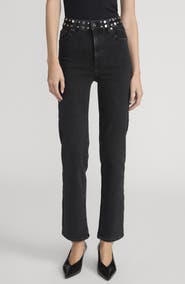 FRAME Le Sleek Studded Ankle Straight Leg Jeans