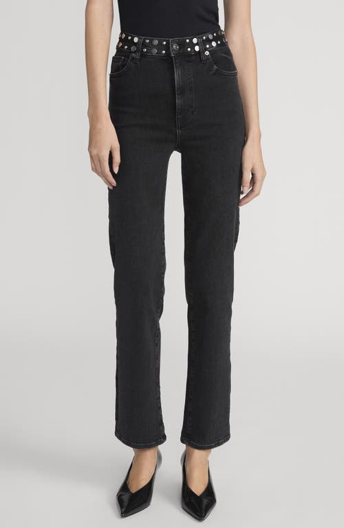 Frame Le Sleek Studded Ankle Straight Leg Jeans In Black