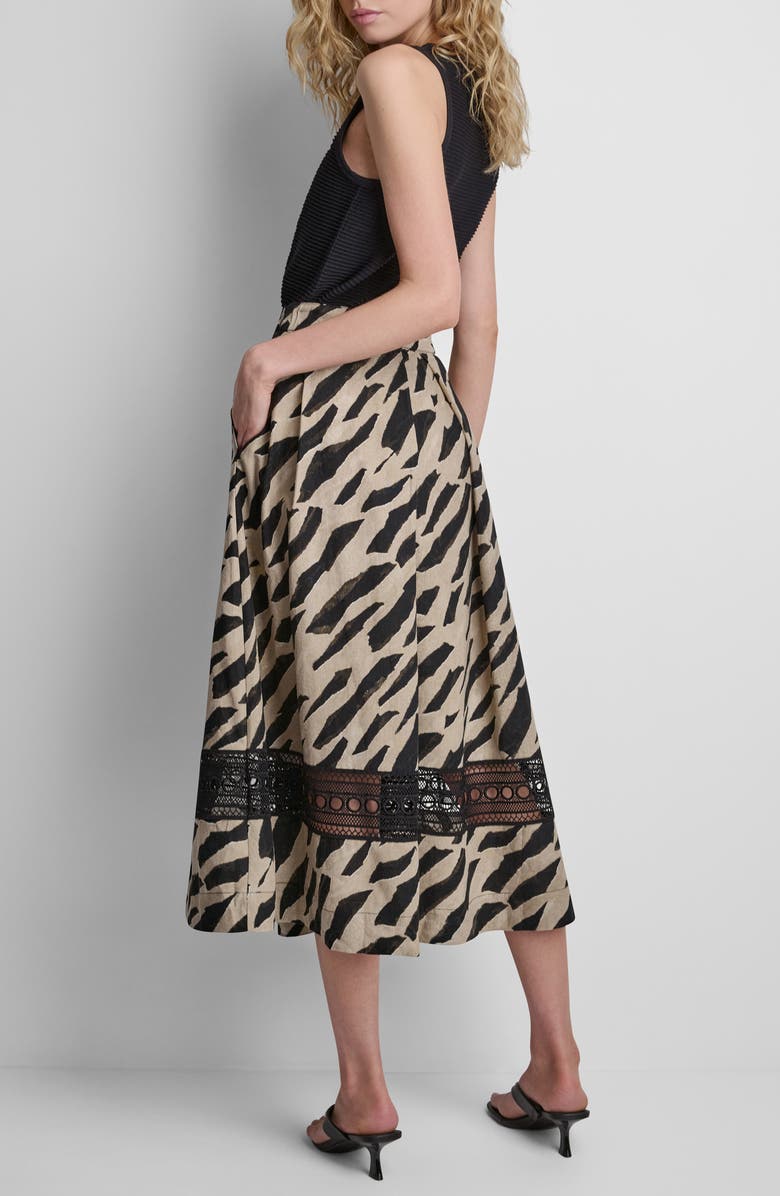 DKNY Animal Print Linen Blend Skirt, Alternate, color, Geo Animal