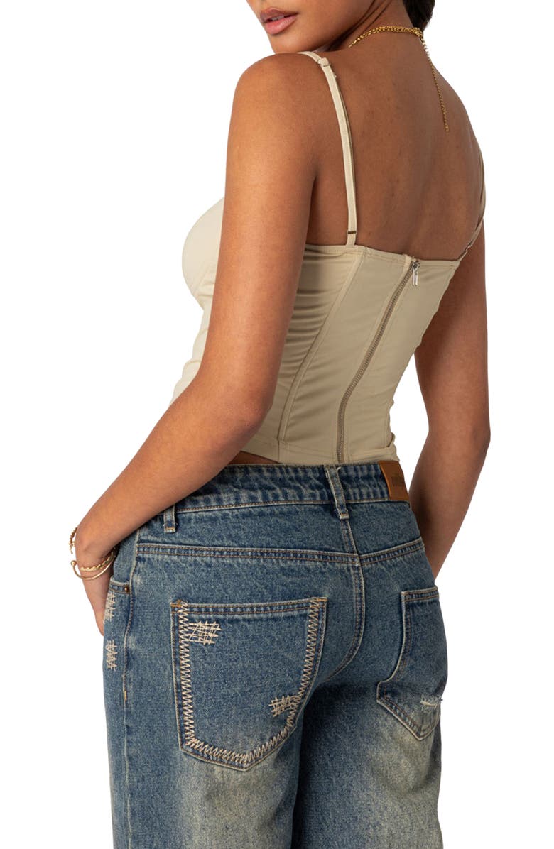 EDIKTED Juno Corset Crop Camisole, Alternate, color, Beige