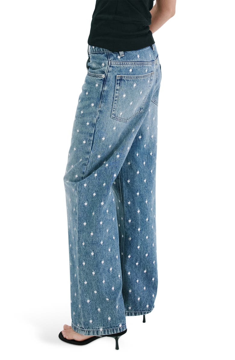 MANGO Polka Dot Straight Leg Jeans, Alternate, color, Medium Blue