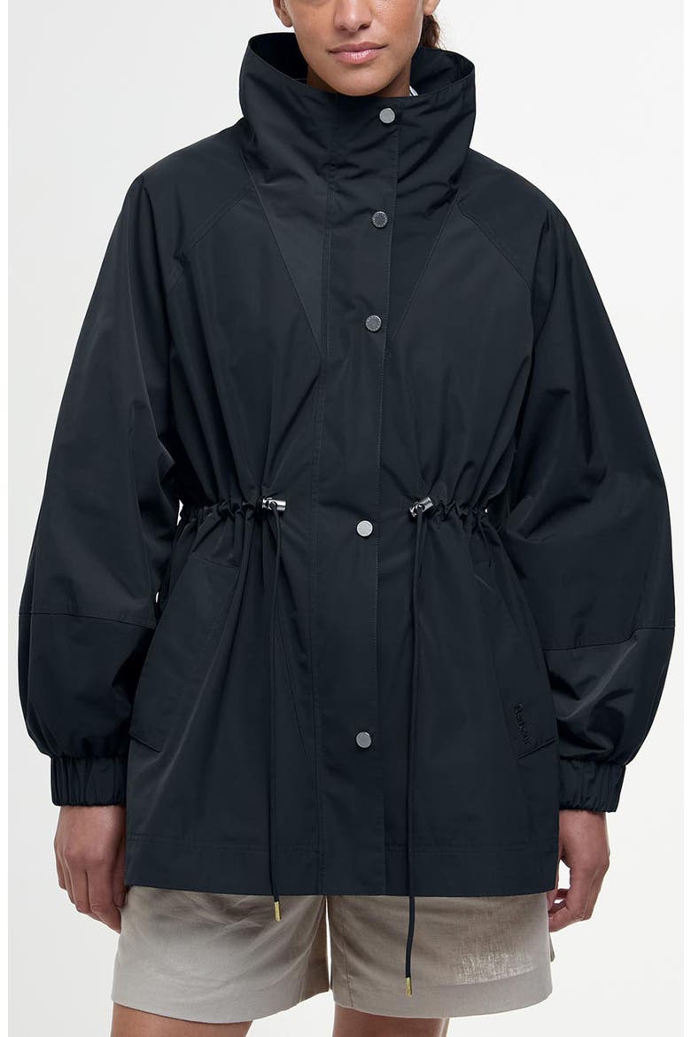 Suri Showerproof Jacket, Main, color, BLACK/SAFARI DRESS TARTAN