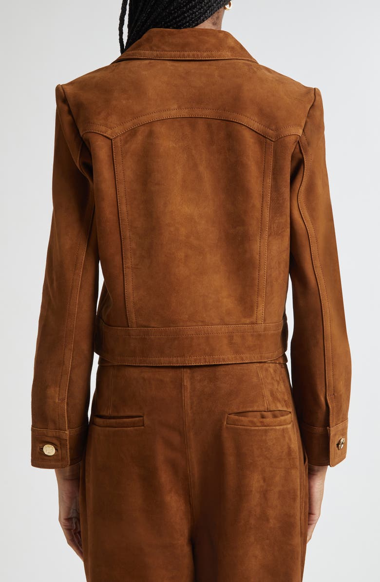 ST. JOHN Authentic Suede Jacket, Alternate, color, Toffee