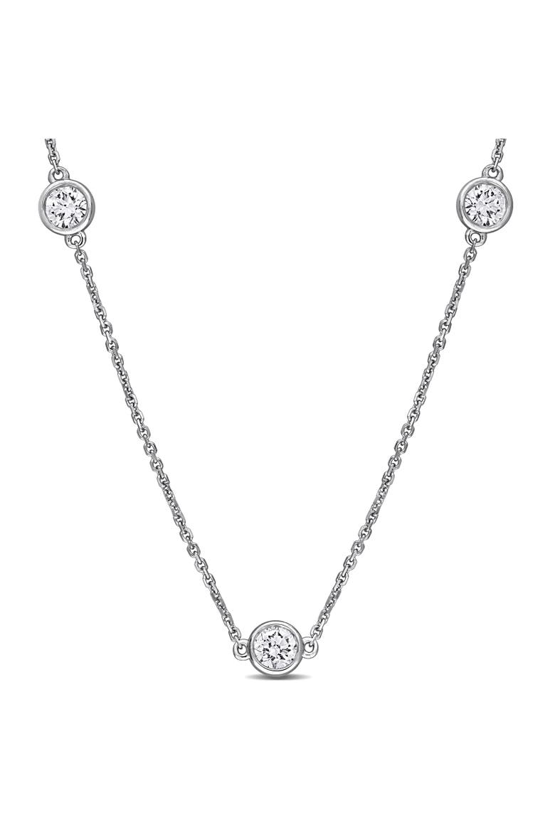 1-4/5 CTW Lab-Grown Diamond Station Necklace 14K, Main, color, White Gold