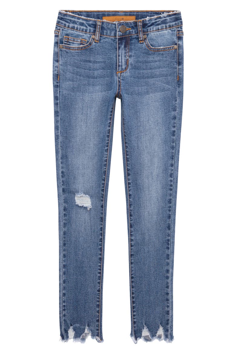 The Rocker Raw Hem Ankle Skinny Jeans, Main, color, BILLIE WASH