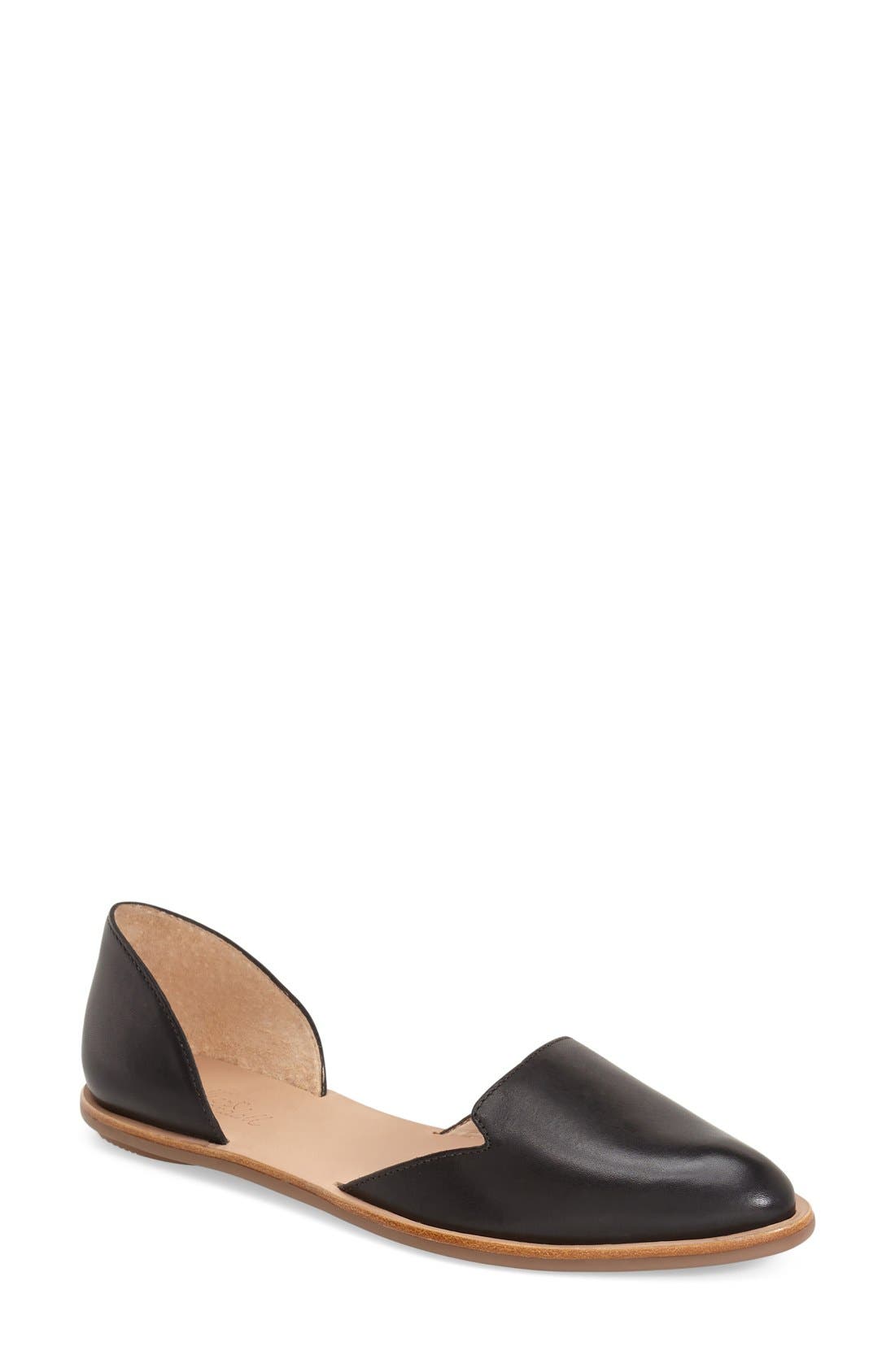 Loeffler Randall 'Prue' Pointy Toe d'Orsay Leather Flat, Main, color, 