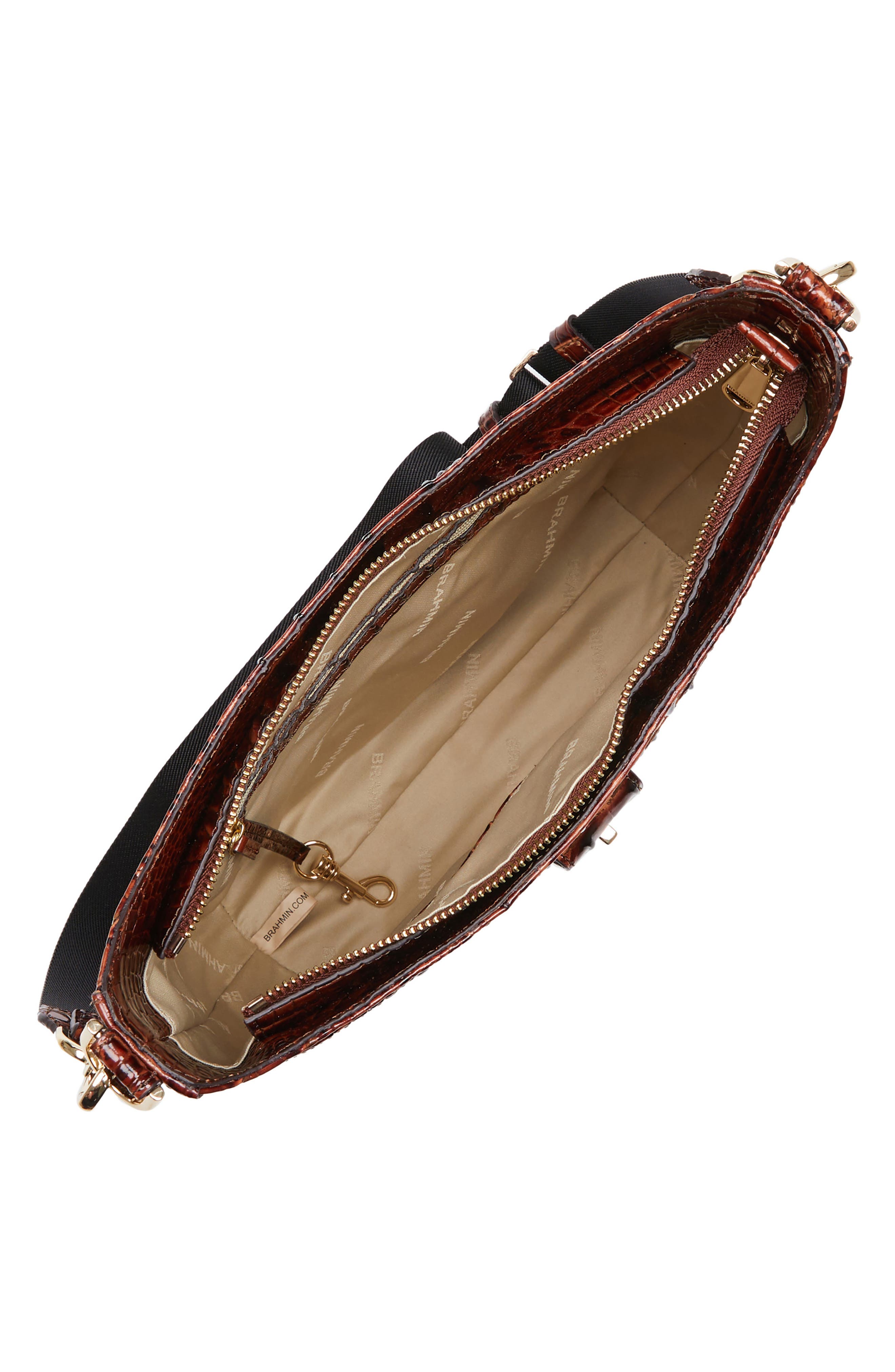 Brahmin Leia Croc Embossed Leather Crossbody Bag, Alternate, color, Pecan
