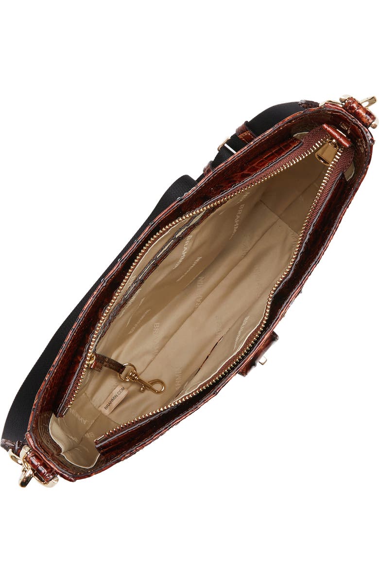Brahmin Leia Croc Embossed Leather Crossbody Bag, Alternate, color, Pecan