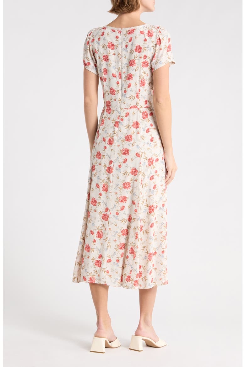 Floral Sweetheart Neck Midi Dress, Alternate, color, RED CARNATIONS