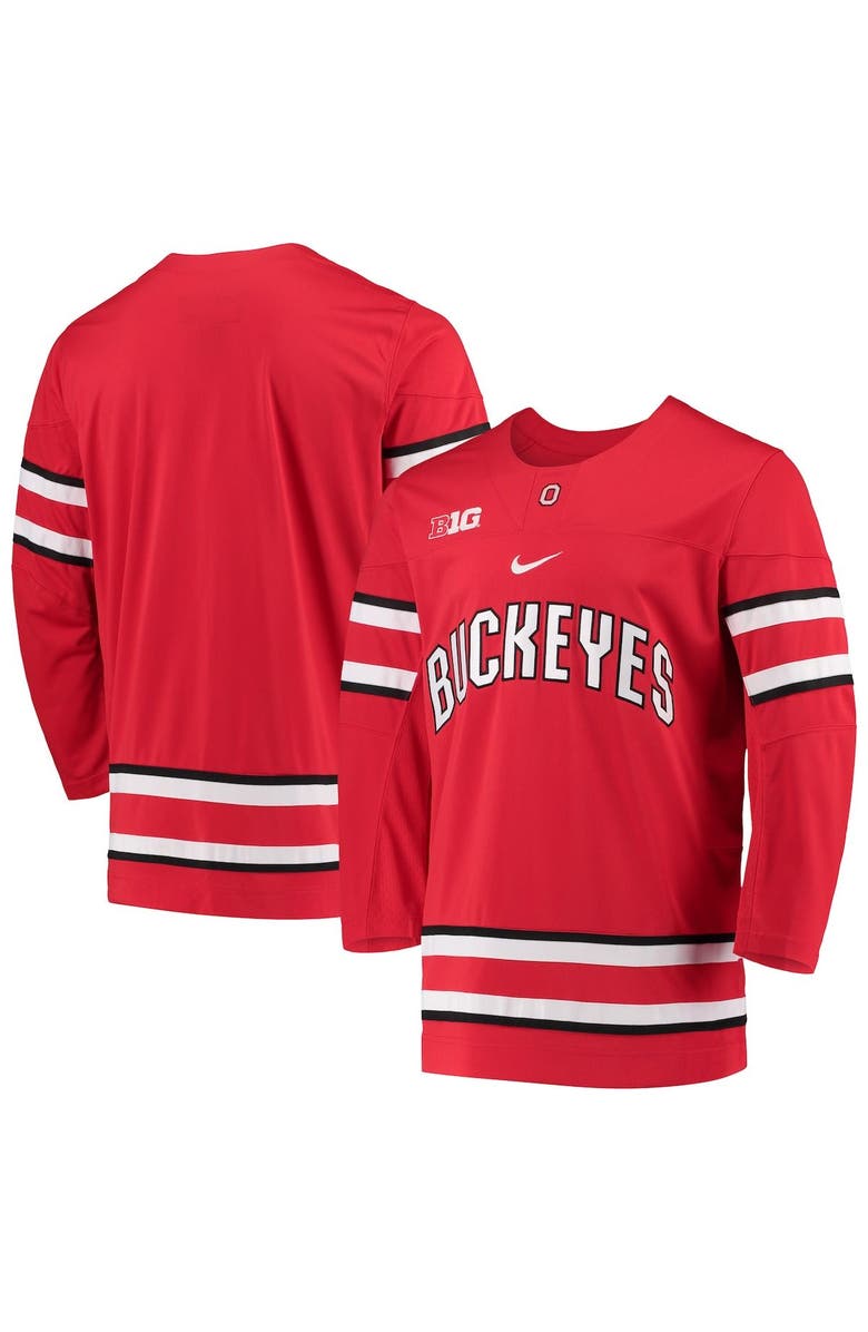 Nike Men's Nike Scarlet Ohio State Buckeyes Replica Team Hockey Jersey, Alternate, color, Scarlet