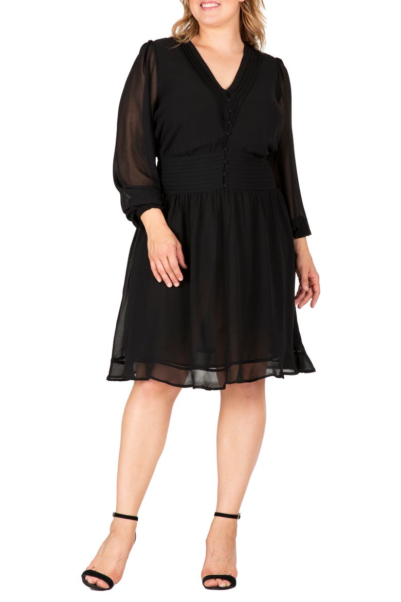 Cutout Back Long Sleeve Dress, Main, color, BLACK