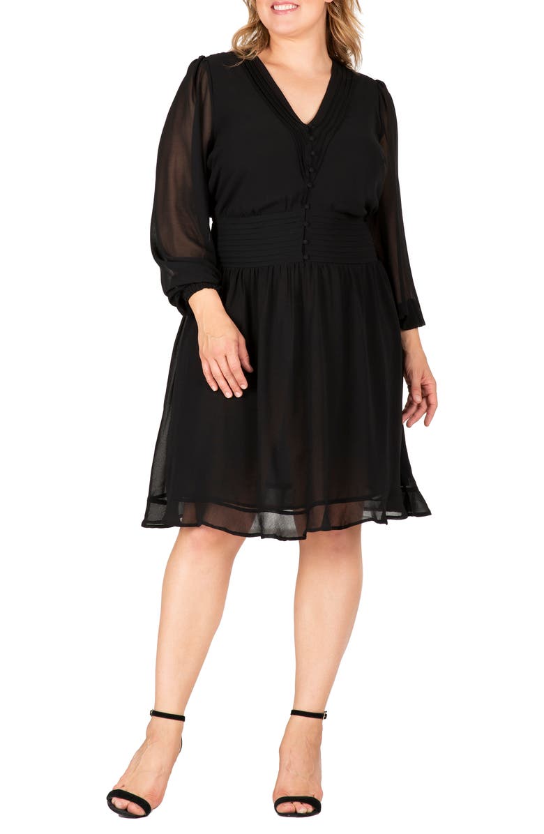 Standards & Practices Cutout Back Long Sleeve Dress, Main, color, Black