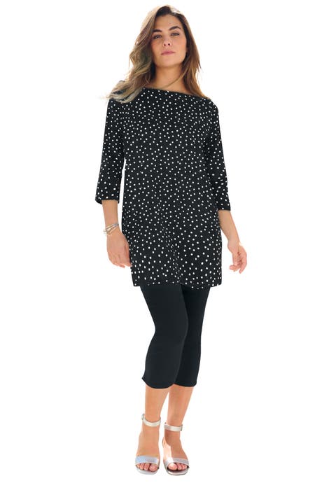 Plus Size Cotton Ultimate Boatneck Tunic With Side Slits (Plus)