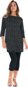 Roaman's Plus Size Cotton Ultimate Boatneck Tunic With Side Slits