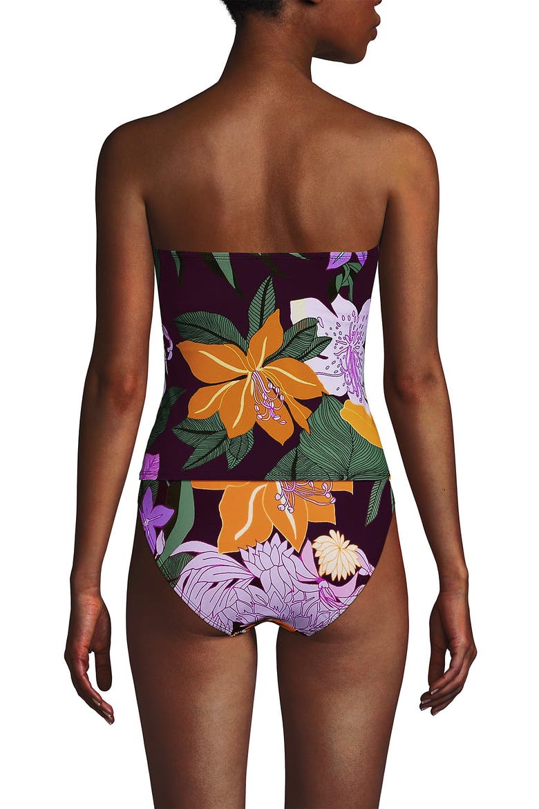 D-Cup Slender Suit U-Wire Bandeau Tankini Top, Alternate, color, Dark Wine Multi Floral Blooms