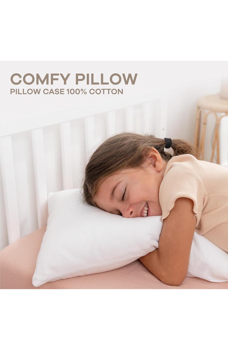 Comfy Cubs Toddler Pillows with Soft Cotton Pillow Case, Alternate, color, White