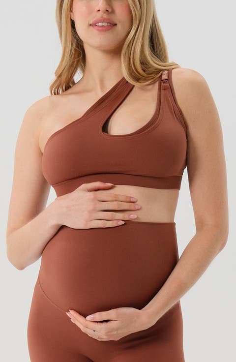 Women's Cross Body Nursing Bra With Easy-Release Breastfeeding Clips and One-Shoulder Design