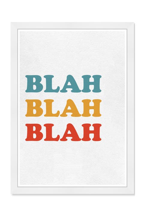 Blah Blah Blah White Framed Wall Art