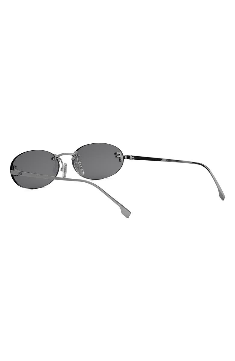 Fendi 'Fendi First 54mm Oval Sunglasses, Alternate, color, Shiny Dark Ruthenium / Smoke