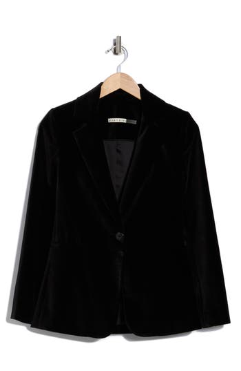 Alice And Olivia Alice + Olivia Macey Fitted Velvet Blazer In Black