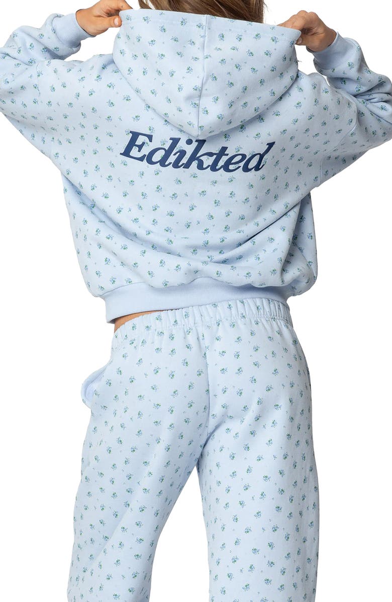 EDIKTED Flower Power Hoodie, Alternate, color, Light-Blue