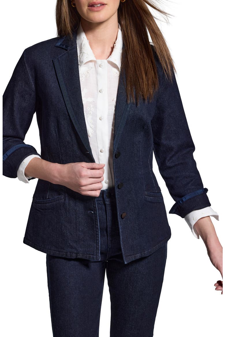 Ribbon Trim Blazer, Main, color, NIGHT