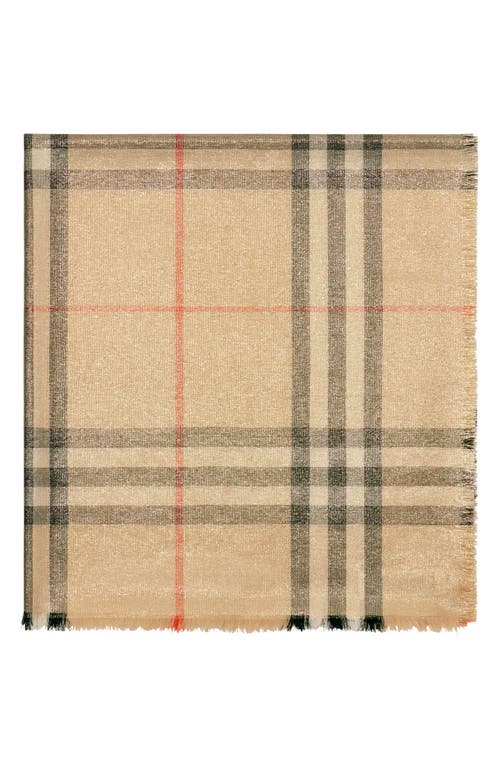 BURBERRY BURBERRY METALLIC WOOL & SILK SCARF