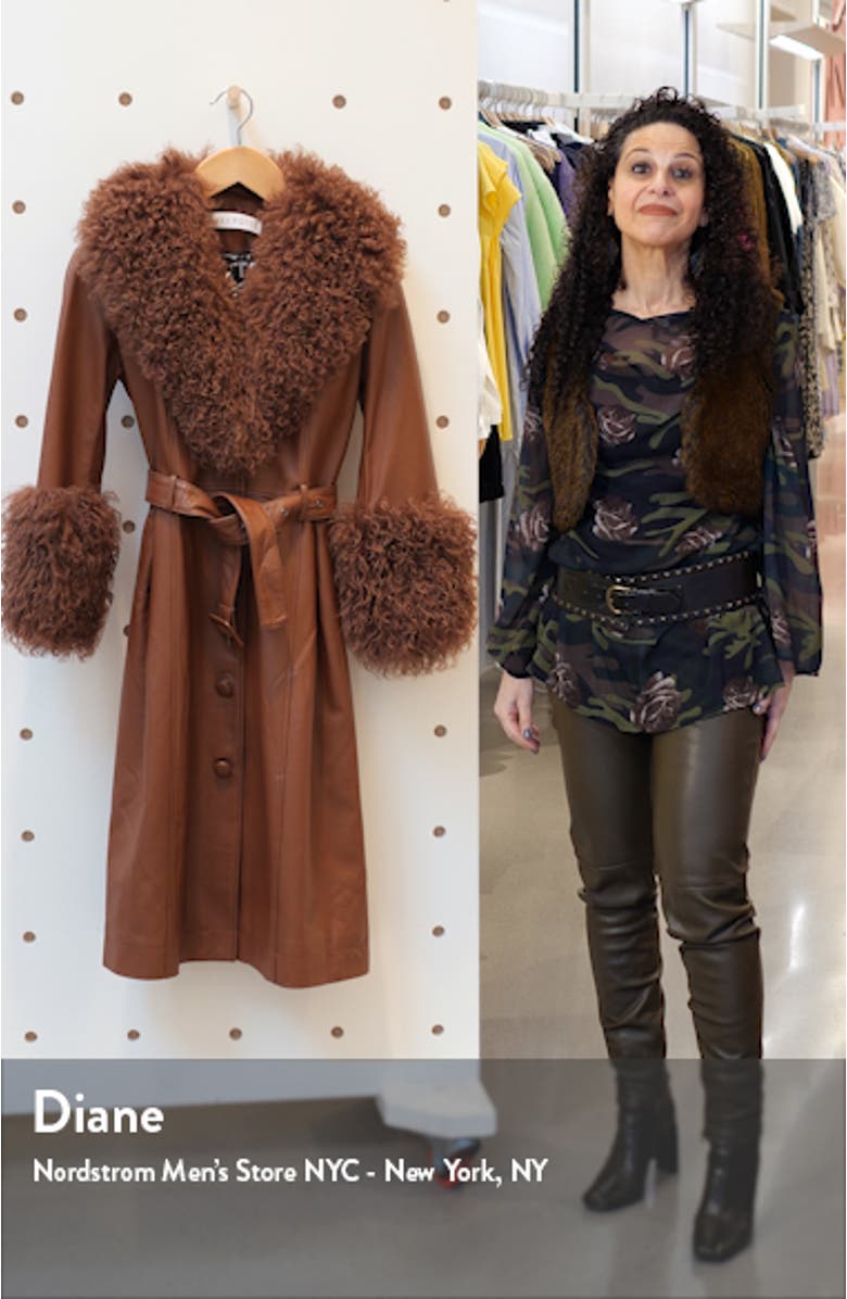 Foxy Genuine Shearling Trim Leather Coat, sales video thumbnail