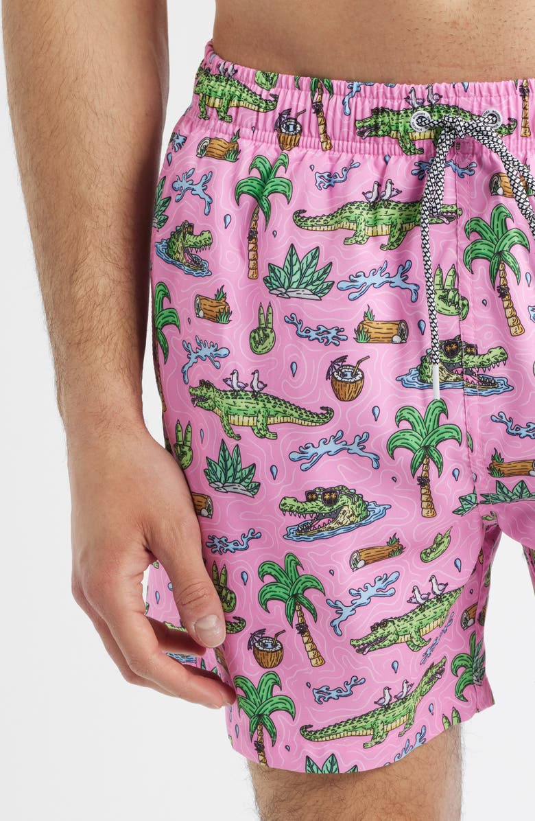 Boardies Crocodile Print Mid Length Swim Trucks, Alternate, color,