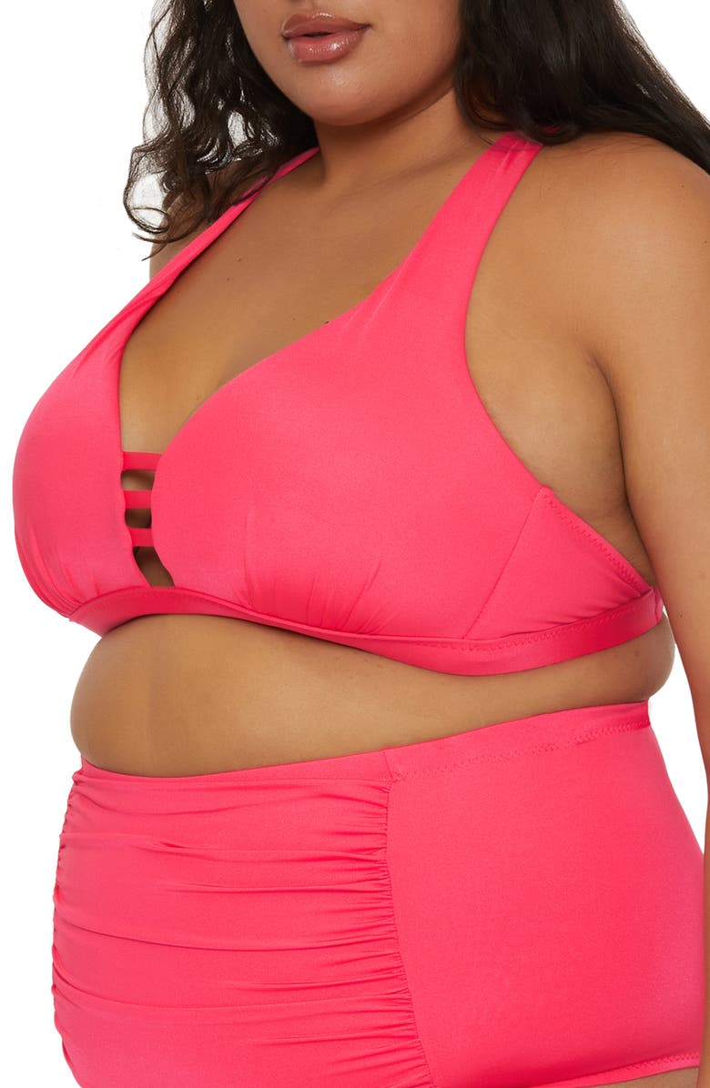 Becca Tab Inset Bikini Top, Alternate, color, Geranium