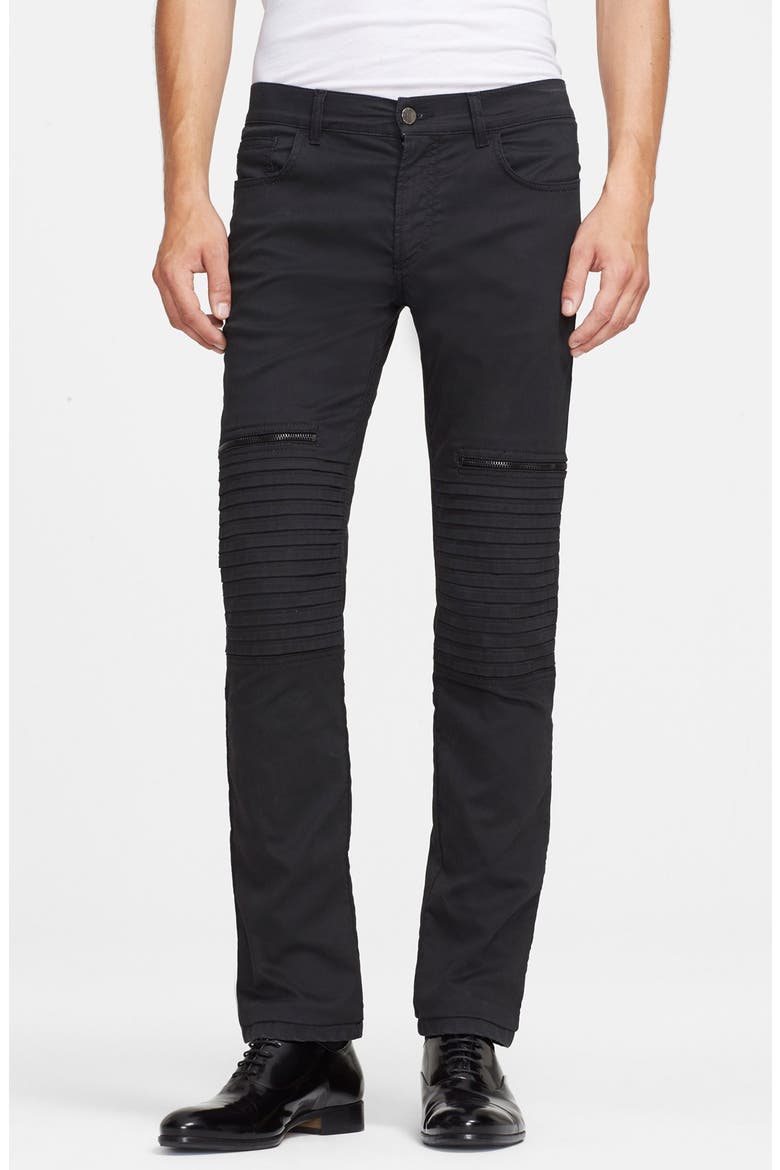 Denim Moto Pants, Main, color, BLACK