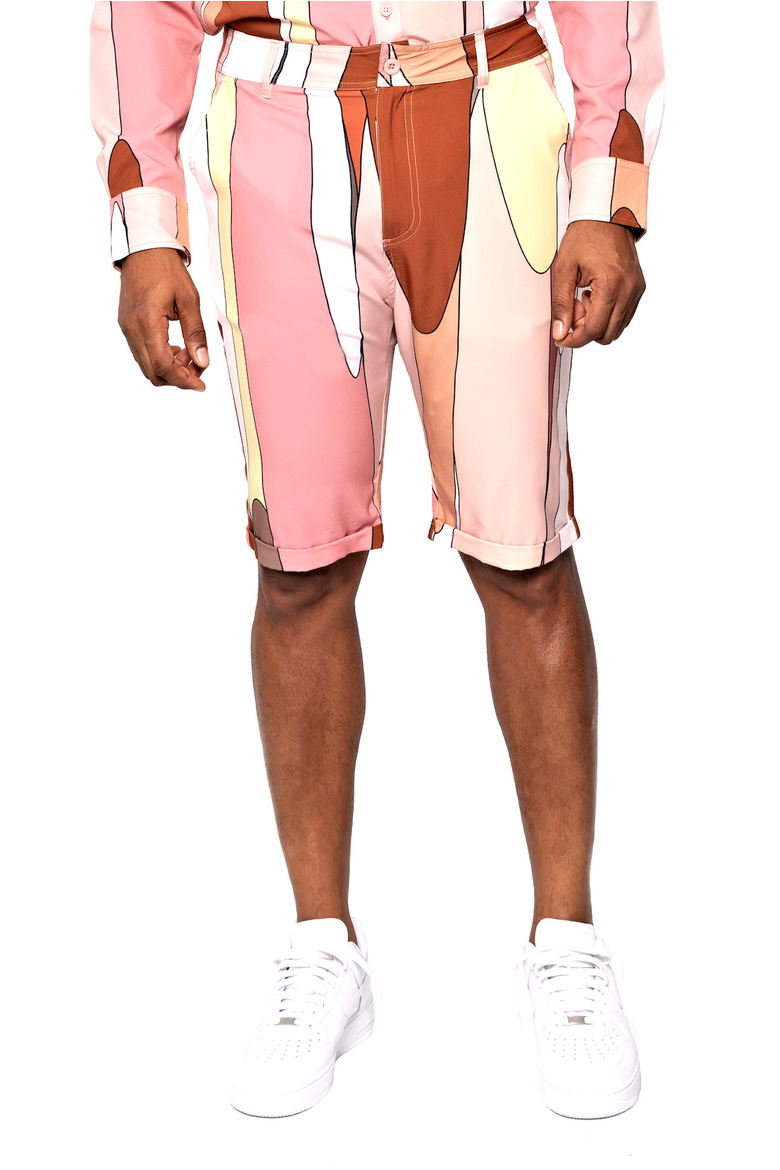 Men's Retro Drip print dress Pants, Alternate, color, Pink