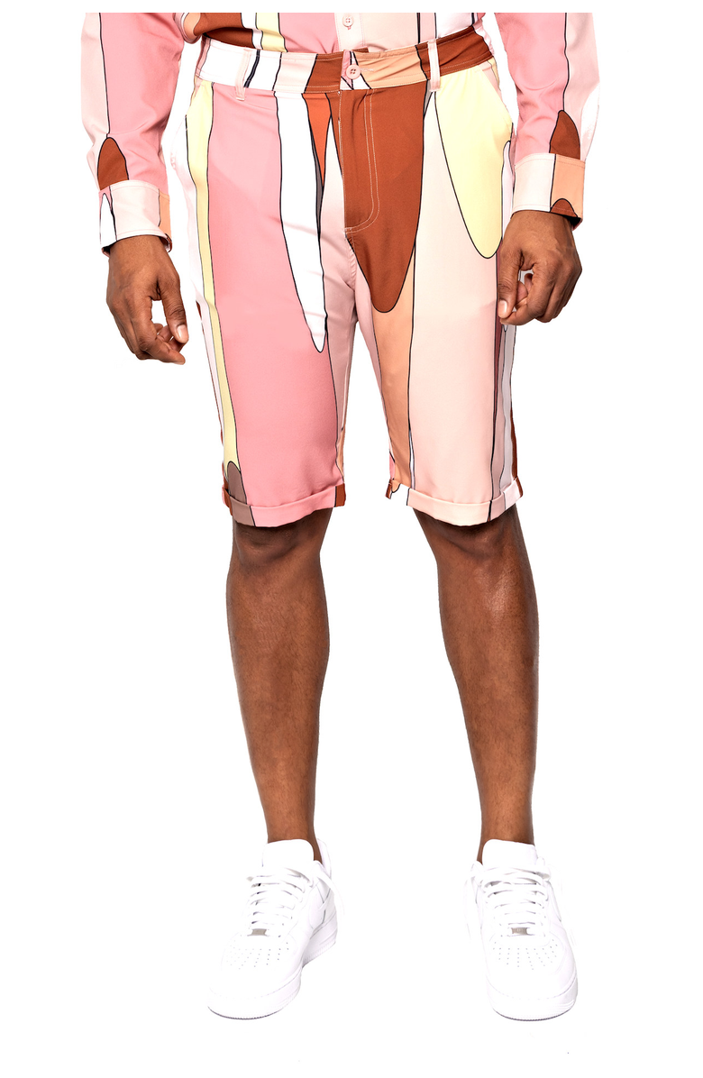 Dai Moda Men's Retro Drip print dress Pants, Alternate, color, Pink