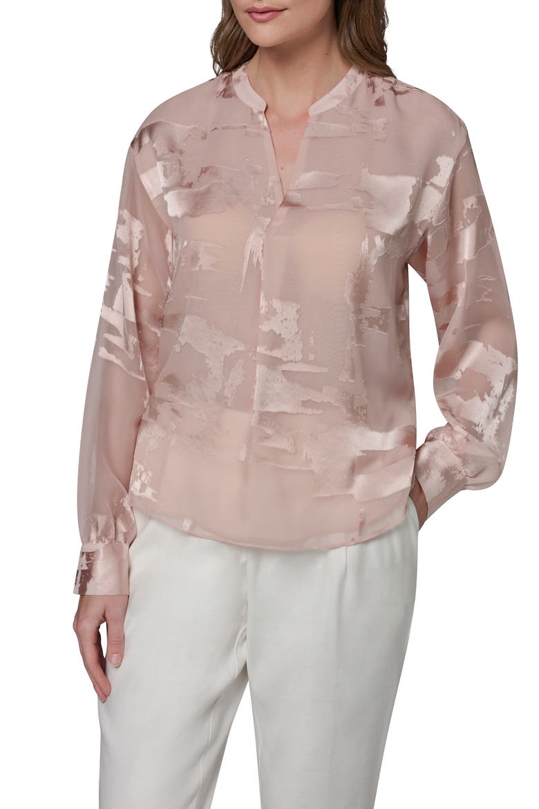 Satin Jacquard Top, Main, color, SNOW PETAL