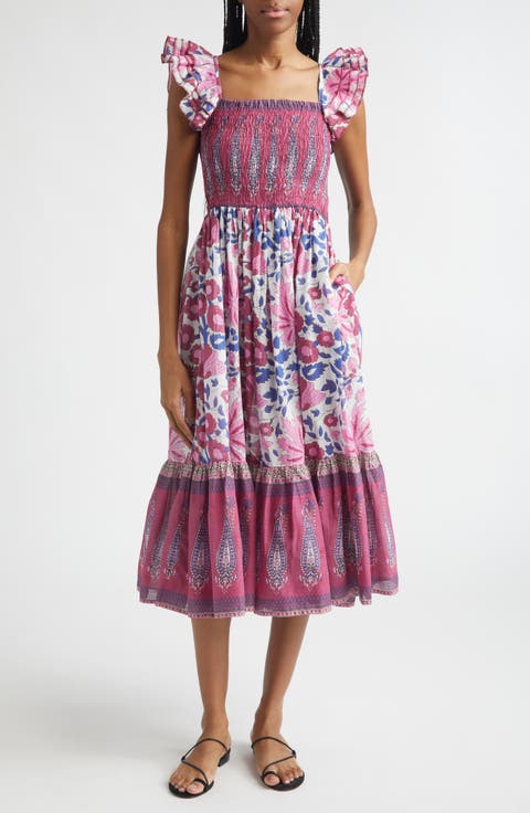 Olympia Smocked Midi Dress