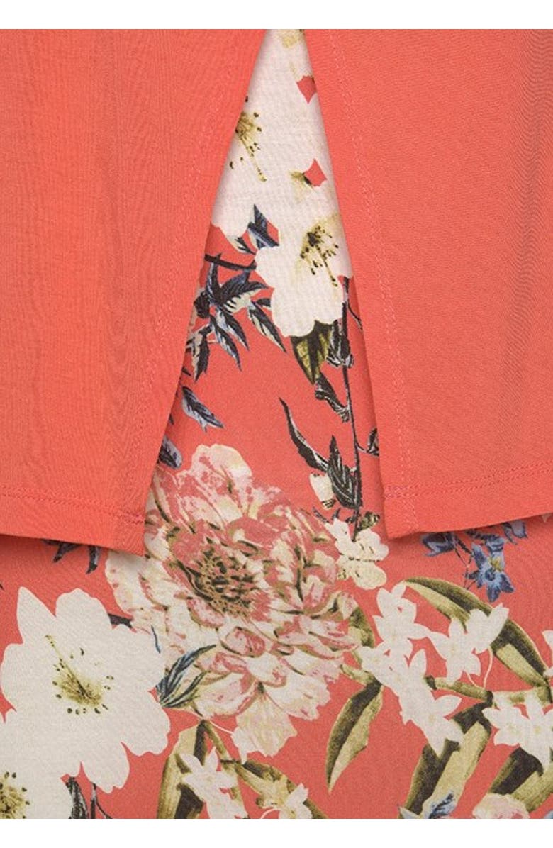 LASCANA Women's Layered Look Maxi Dress, Alternate, color, Coral-Patterned