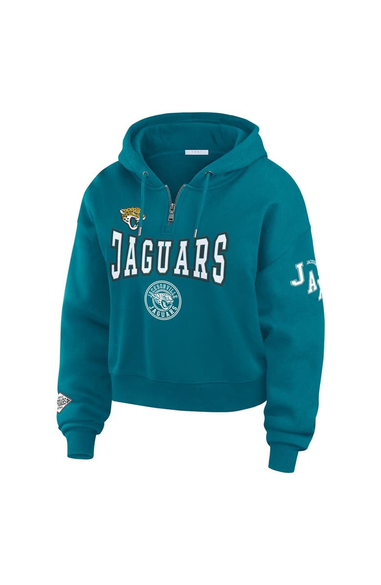 WEAR by Erin Andrews Women's WEAR by Erin Andrews Teal Jacksonville Jaguars Patch Quarter-Zip Pullover Hoodie, Alternate, color, Teal