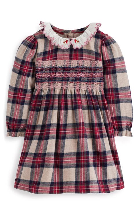 Kids' Smocked Cotton Flannel Dress
