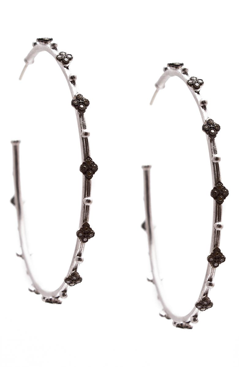 Armenta New World Crivelli Black Diamond Hoop Earrings, Alternate, color, Silver
