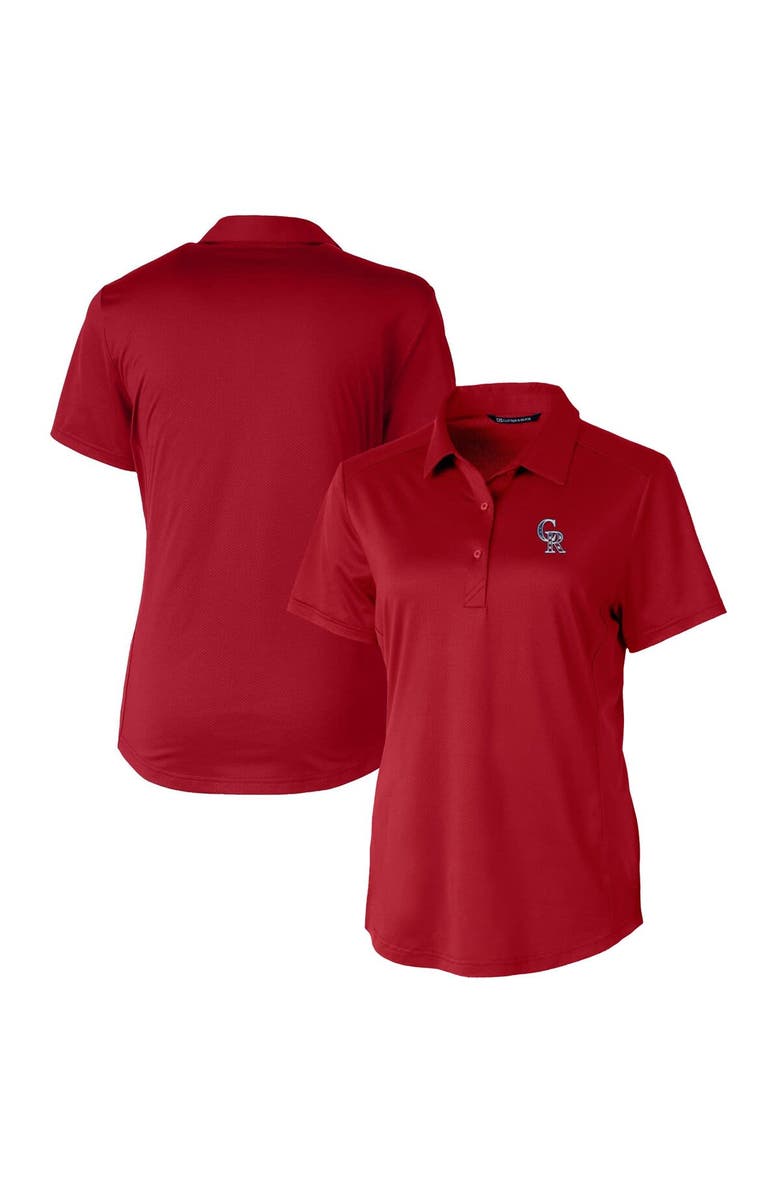 Cutter & Buck Women's Cutter & Buck Cardinal Colorado Rockies Americana Logo Prospect DryTec Textured Stretch Polo, Alternate, color, 